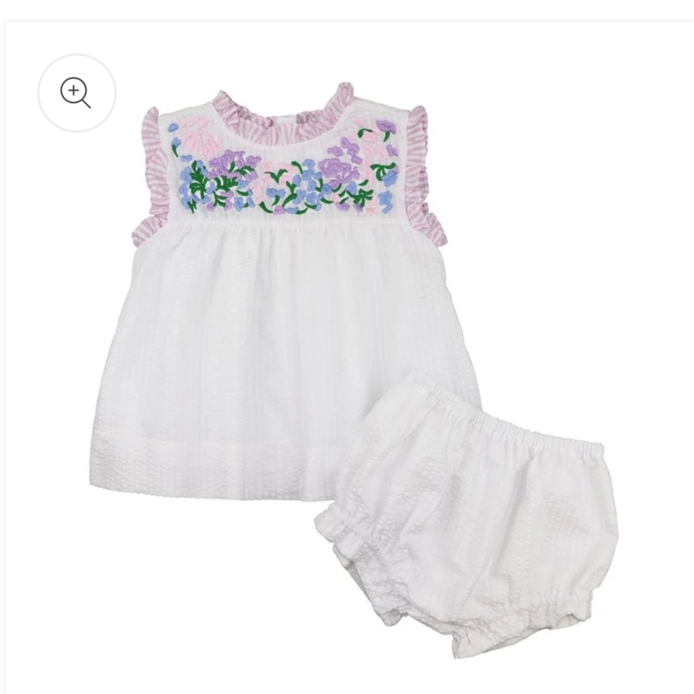 Cecil and Lou White Seersucker Fiesta Diaper Set